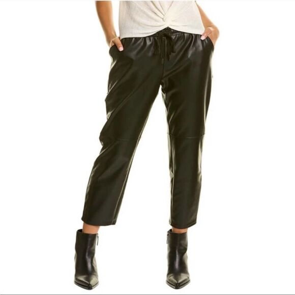Laundry by Shelli Segal EUC Faux Leather Black Joggers Pants Size S - Picture 3 of 10